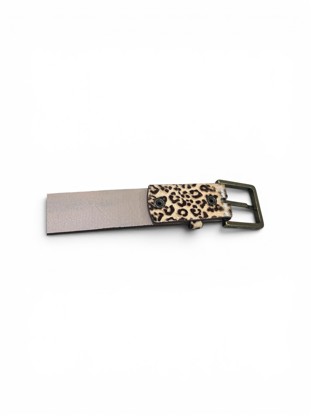 CAbi Leopard Print leather Belt in Tan and Black with Brass square Buckle medium - Picture 5 of 7
